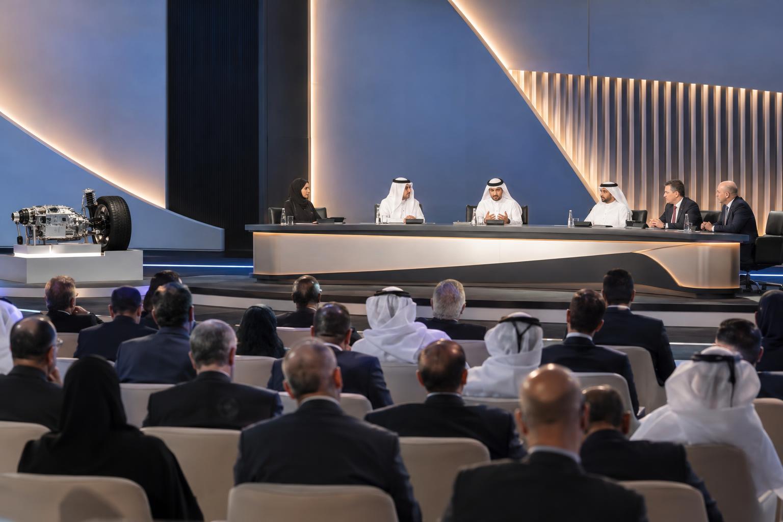Officials and industrial delegates attend a plenary discussion at a Bahrain manufacturing forum.