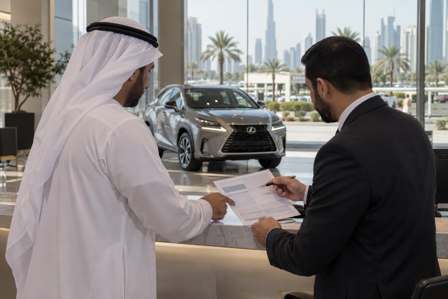 An owner speaks with a service advisor while checking recall eligibility for a Lexus NX.